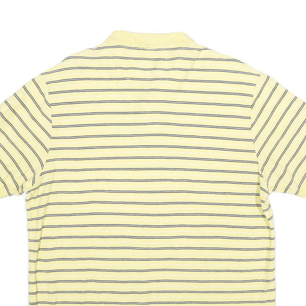 CHAPS Mens Yellow & Blue Striped Short Sleeve Polo Shirt L Cotton Casual
