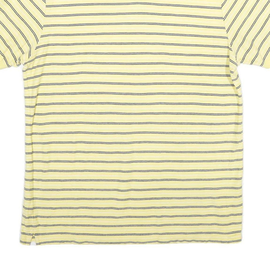 CHAPS Mens Yellow & Blue Striped Short Sleeve Polo Shirt L Cotton Casual