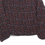 WHISTLES Womens Black Printed Long Sleeve V-Neck Top UK 10 Polyester Blend