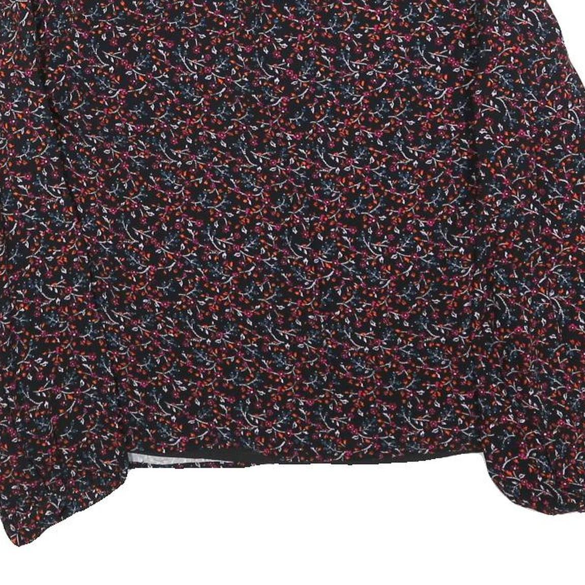 WHISTLES Womens Black Printed Long Sleeve V-Neck Top UK 10 Polyester Blend