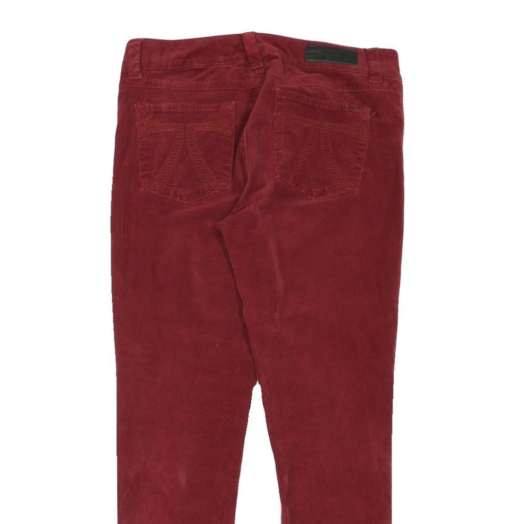 SEVEN 7 Womens Cotton Blend Red Regular Fit Straight Leg Trousers W36 L30 Zip