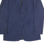 BOSS HUGO BOSS Mens Navy Blue Wool Blend Classic Jacket L Woven Button Blazer