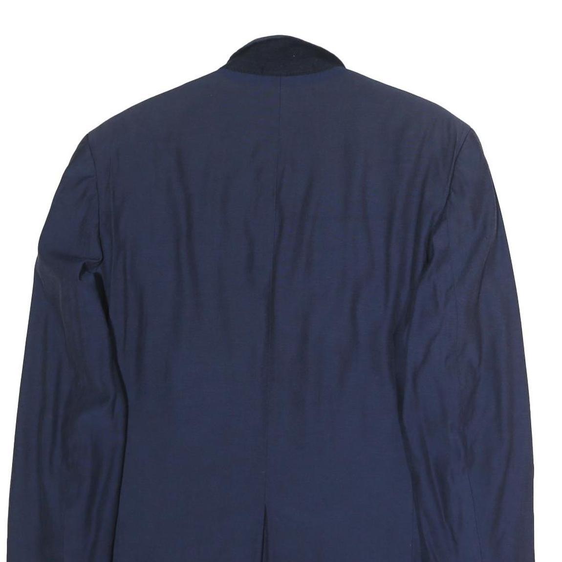 BOSS HUGO BOSS Mens Navy Blue Wool Blend Classic Jacket L Woven Button Blazer