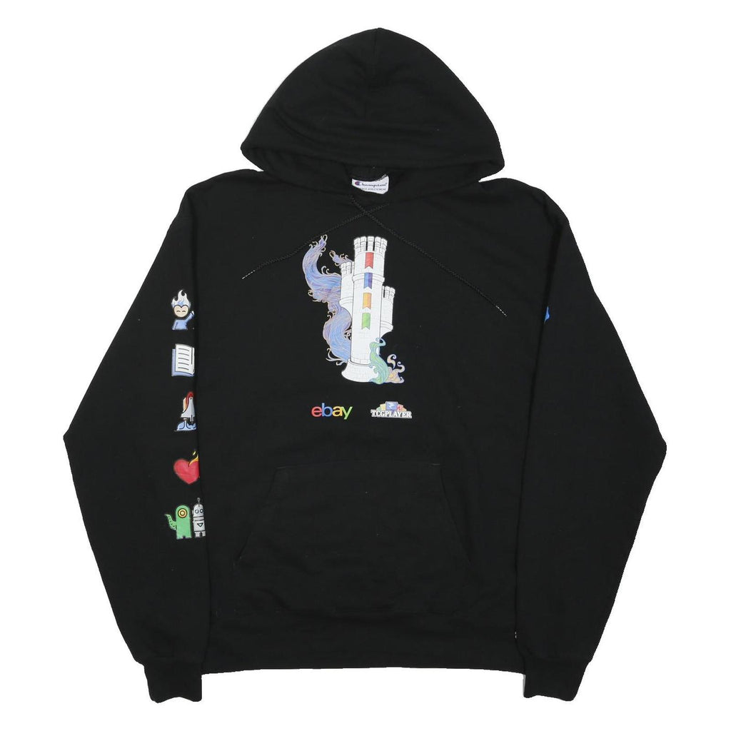 CHAMPION Mens Black Ebay Tcgplayer Pullover Hoodie L Unique Graphic