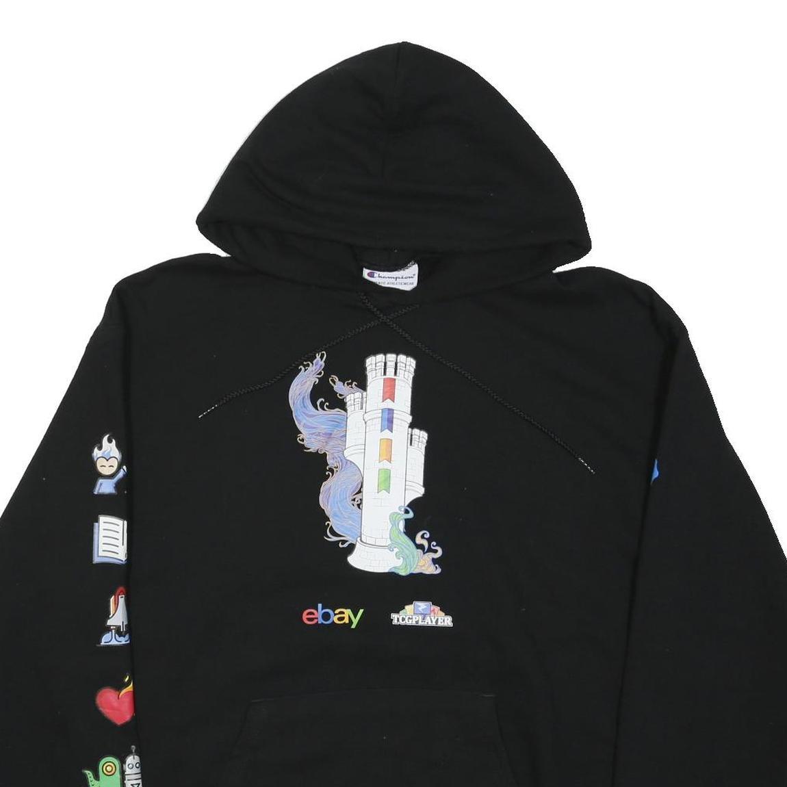 CHAMPION Mens Black Ebay Tcgplayer Pullover Hoodie L Unique Graphic