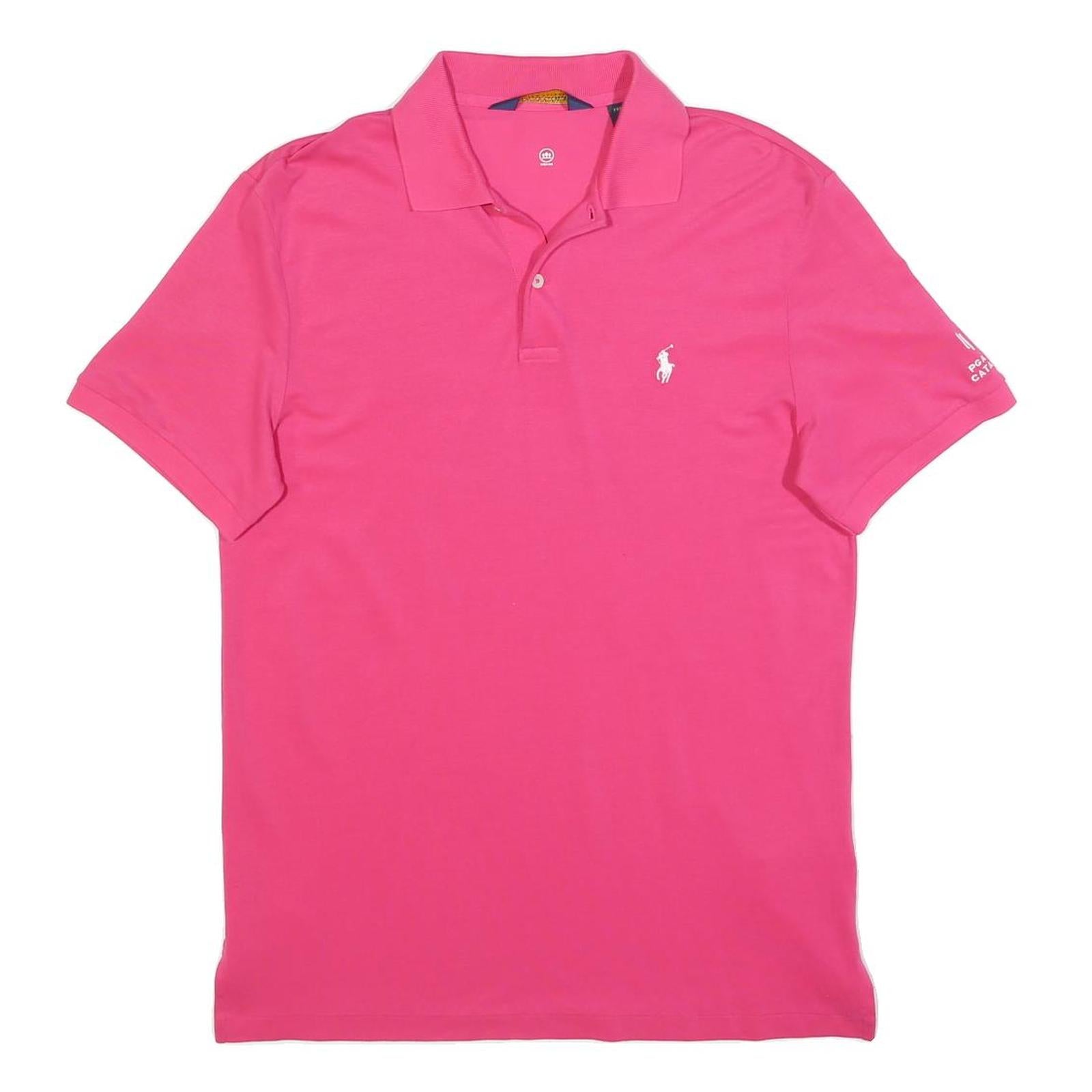 POLO RALPH LAUREN Mens Pink Cotton Blend Short Sleeve Plain Polo Shirt M
