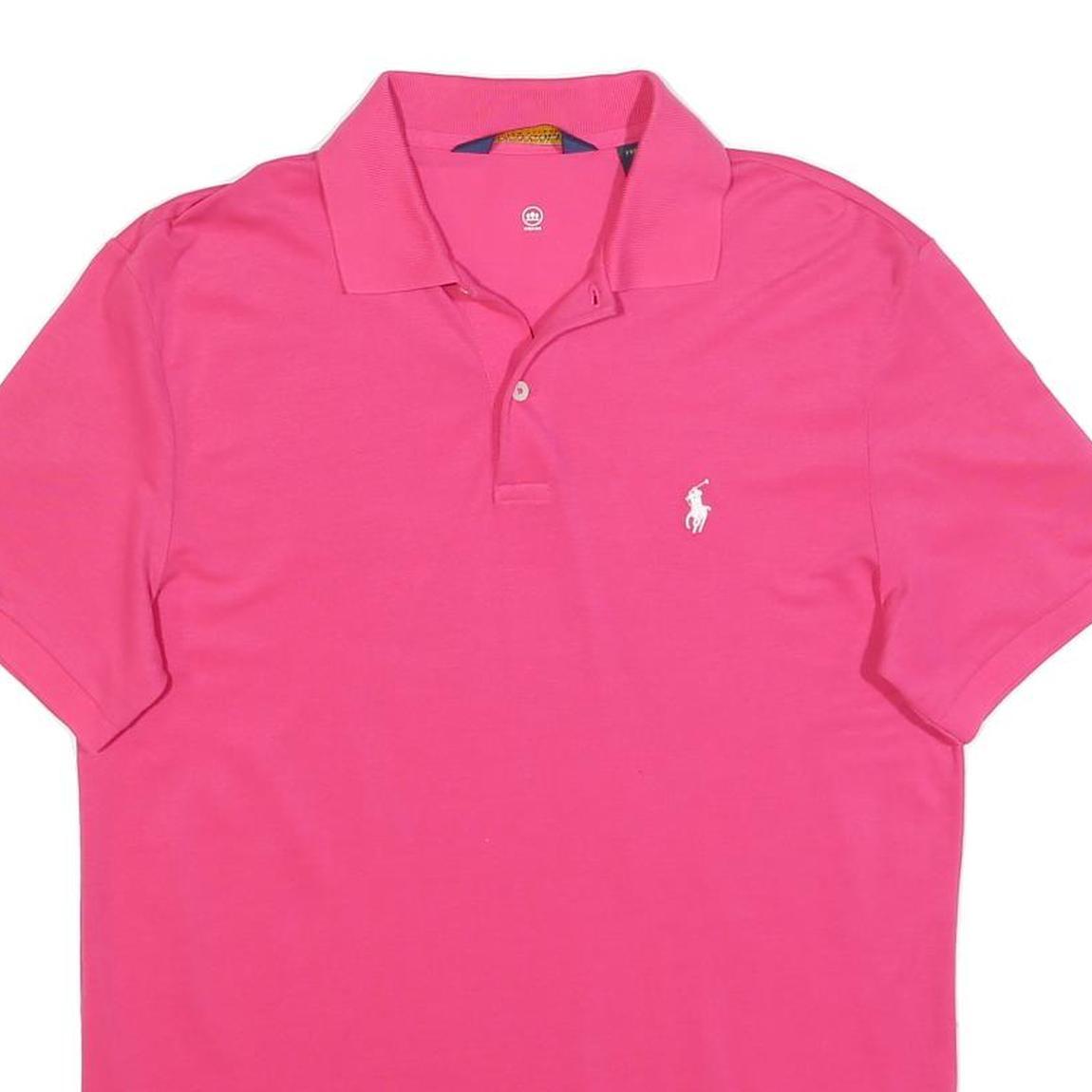POLO RALPH LAUREN Mens Pink Cotton Blend Short Sleeve Plain Polo Shirt M