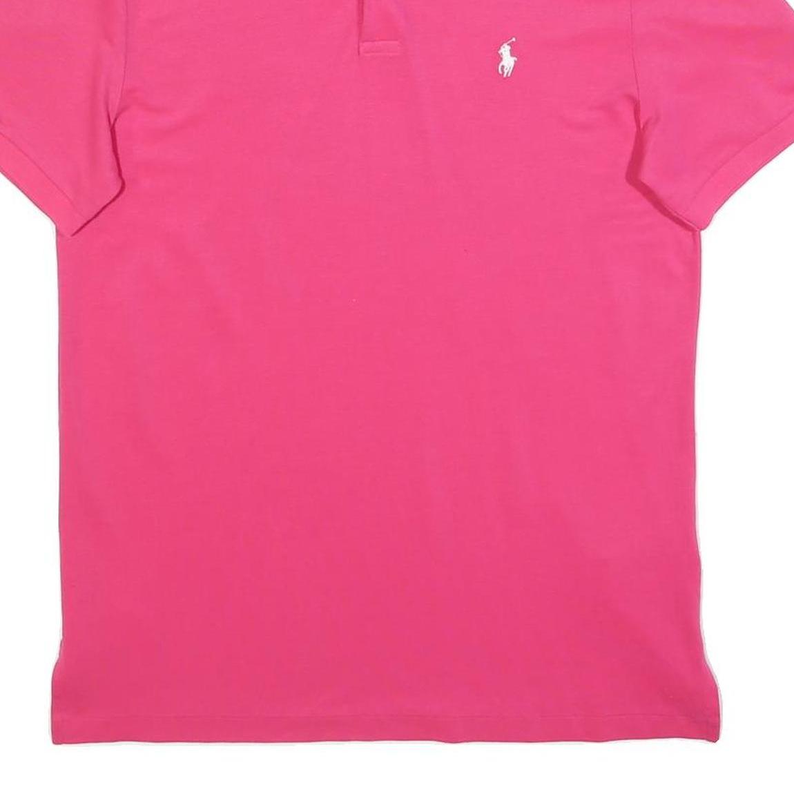 POLO RALPH LAUREN Mens Pink Cotton Blend Short Sleeve Plain Polo Shirt M