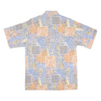 TACOT BLEU Mens Hawaiian Shirt Blue Crazy Pattern S