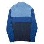 NAUTICA Mens Patterned Jumper Blue Colourblock 1/4 Zip Tight Knit L