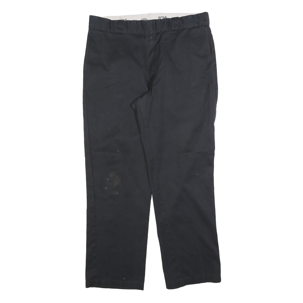DICKIES Mens Cotton Blend Black Regular Fit Straight Leg Trousers W36 L30