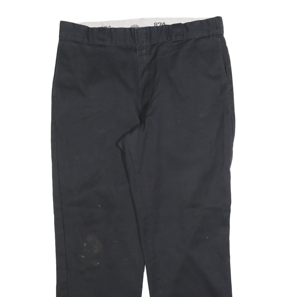 DICKIES Mens Cotton Blend Black Regular Fit Straight Leg Trousers W36 L30