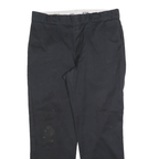 DICKIES Mens Cotton Blend Black Regular Fit Straight Leg Trousers W36 L30