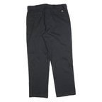 DICKIES Mens Cotton Blend Black Regular Fit Straight Leg Trousers W36 L30