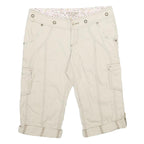 ARIZONA JEAN COMPANY Womens Shorts Cream Cargo M W30 Button Pocket Detail