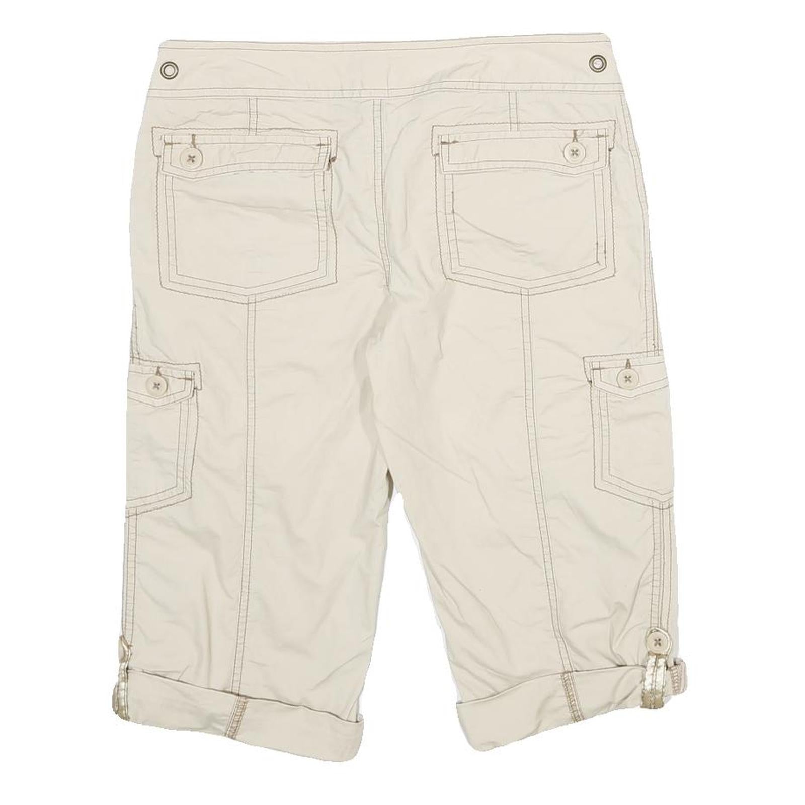 ARIZONA JEAN COMPANY Womens Shorts Cream Cargo M W30 Button Pocket Detail