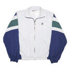 NIKE Womens White Navy Green Polyester Blend Jacket S Zip Classic Casual