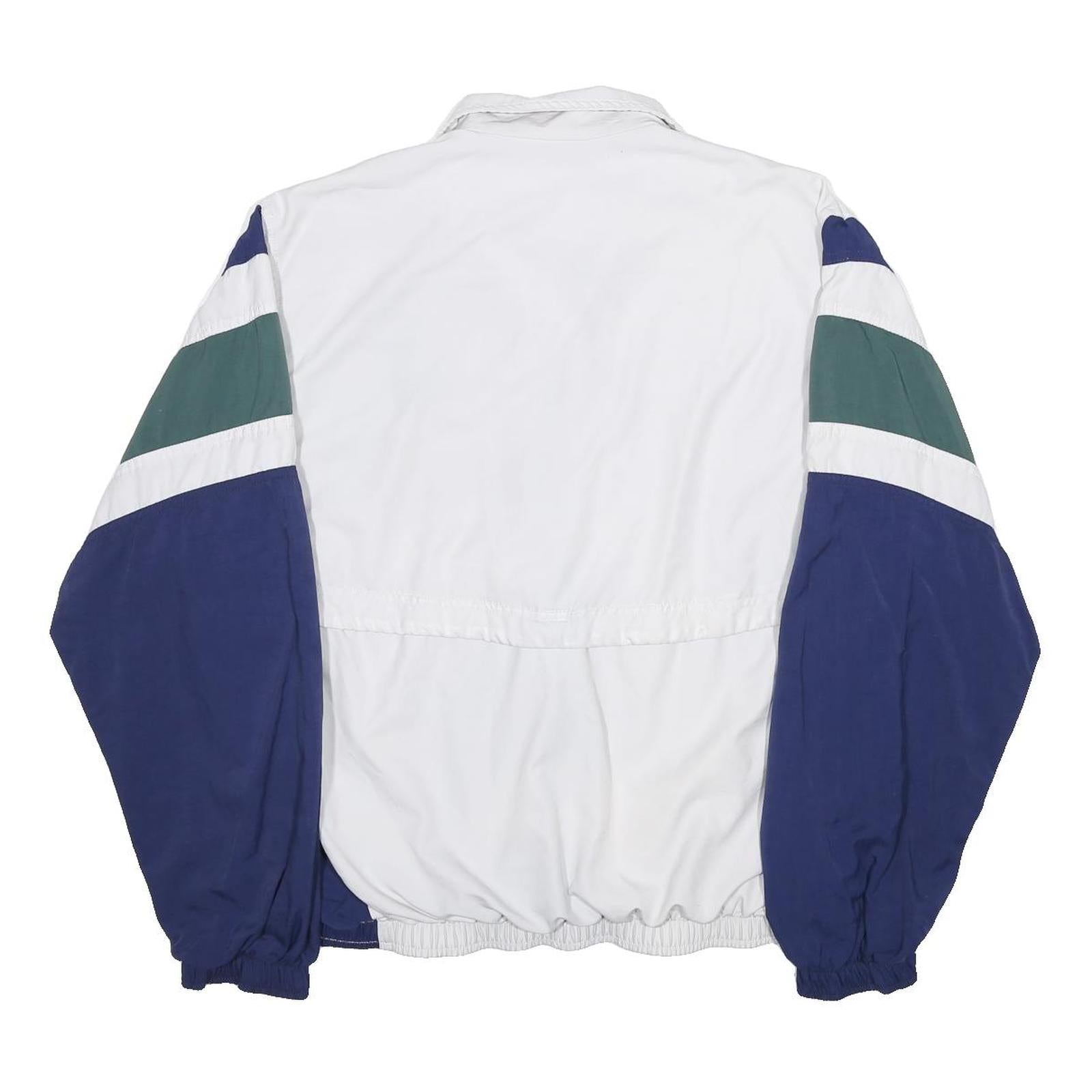 NIKE Womens White Navy Green Polyester Blend Jacket S Zip Classic Casual