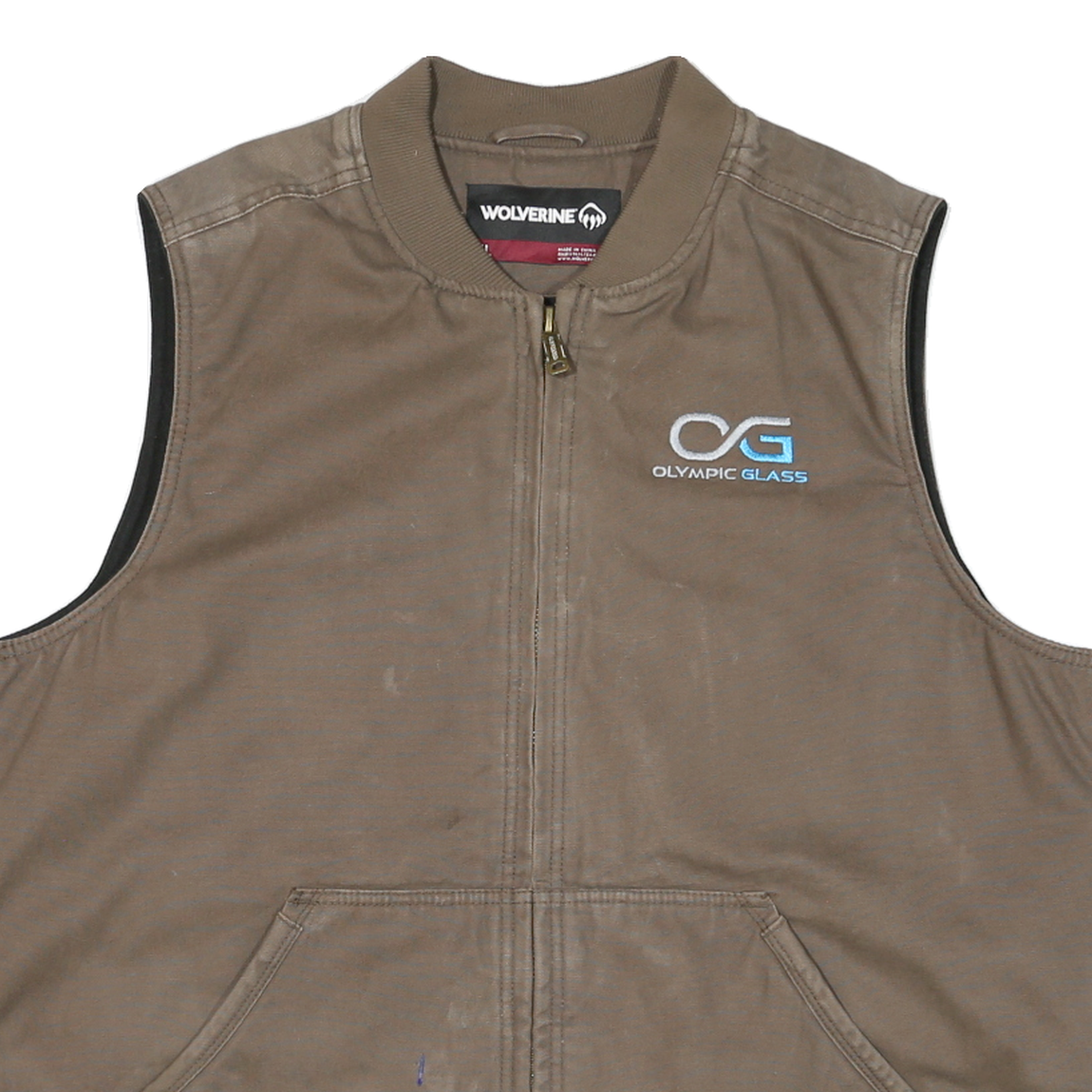 WOLVERINE Mens Brown Cotton Blend Zip Jacket XL Workwear Sleeveless Casual Vest