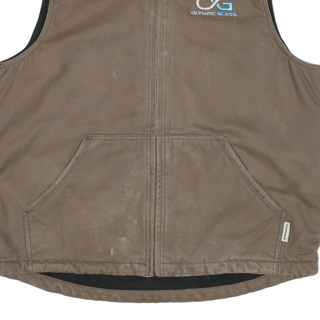 WOLVERINE Mens Brown Cotton Blend Zip Jacket XL Workwear Sleeveless Casual Vest
