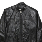 BERMANS Womens Black Leather Moto Jacket S Zip Plain Stylish Comfortable