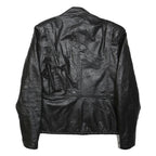 BERMANS Womens Black Leather Moto Jacket S Zip Plain Stylish Comfortable