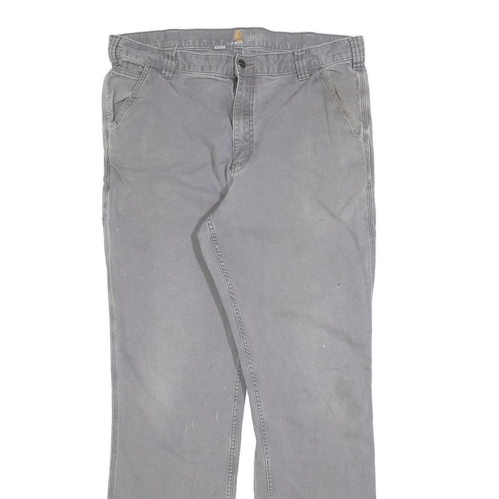 CARHARTT Mens Relaxed Grey Cotton Blend Workwear Trousers W38 L33 Casual Zip