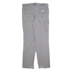CARHARTT Mens Relaxed Grey Cotton Blend Workwear Trousers W38 L33 Casual Zip
