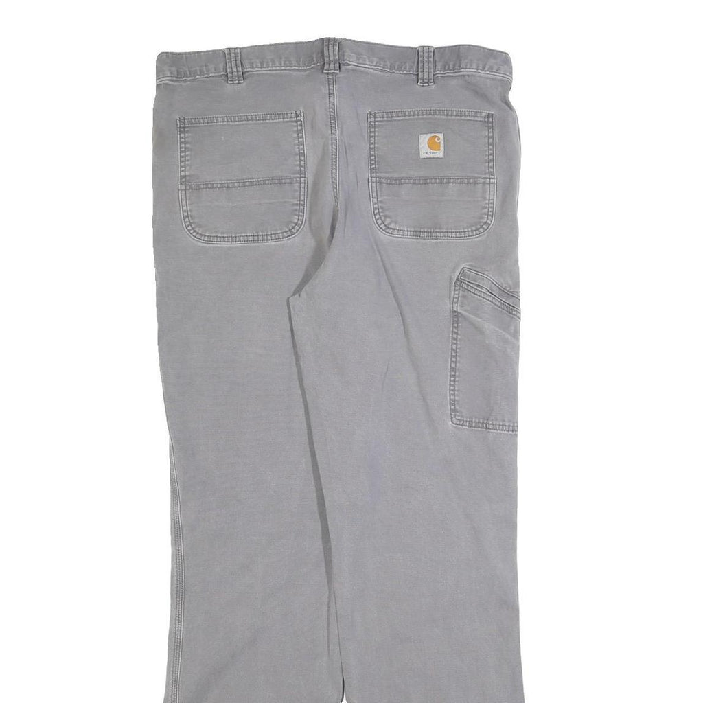 CARHARTT Mens Relaxed Grey Cotton Blend Workwear Trousers W38 L33 Casual Zip