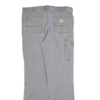 CARHARTT Mens Relaxed Grey Cotton Blend Workwear Trousers W38 L33 Casual Zip