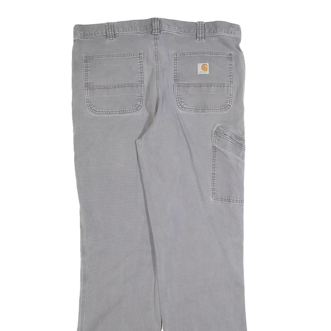 CARHARTT Mens Relaxed Grey Cotton Blend Workwear Trousers W38 L33 Casual Zip
