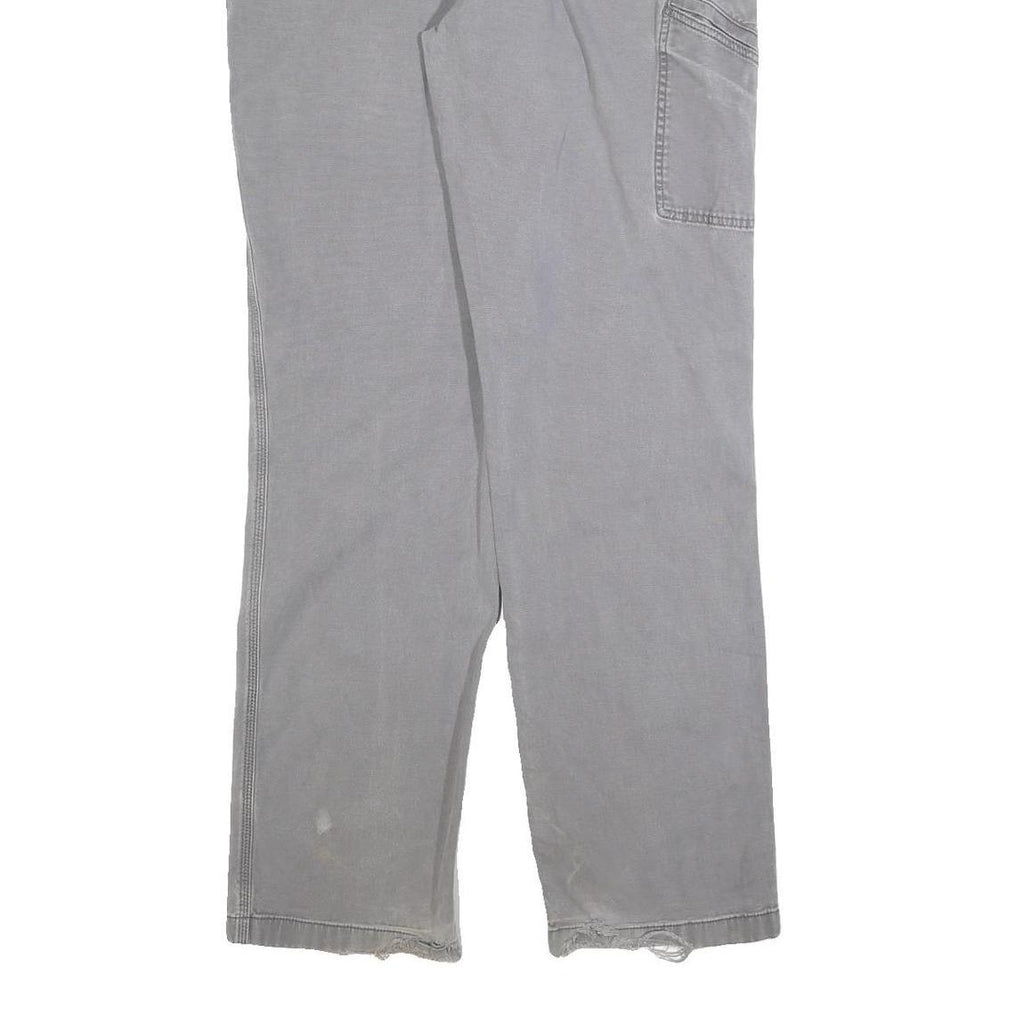 CARHARTT Mens Relaxed Grey Cotton Blend Workwear Trousers W38 L33 Casual Zip
