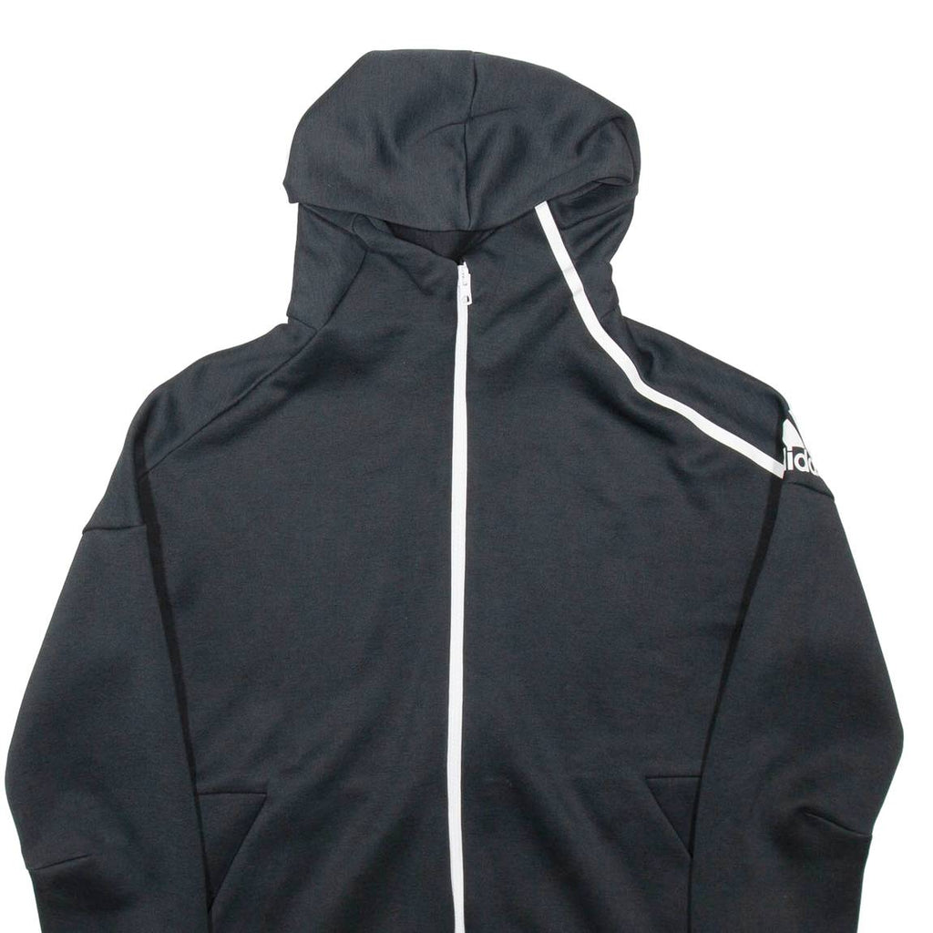ADIDAS Womens Black Hoodie Full Zip UK 12