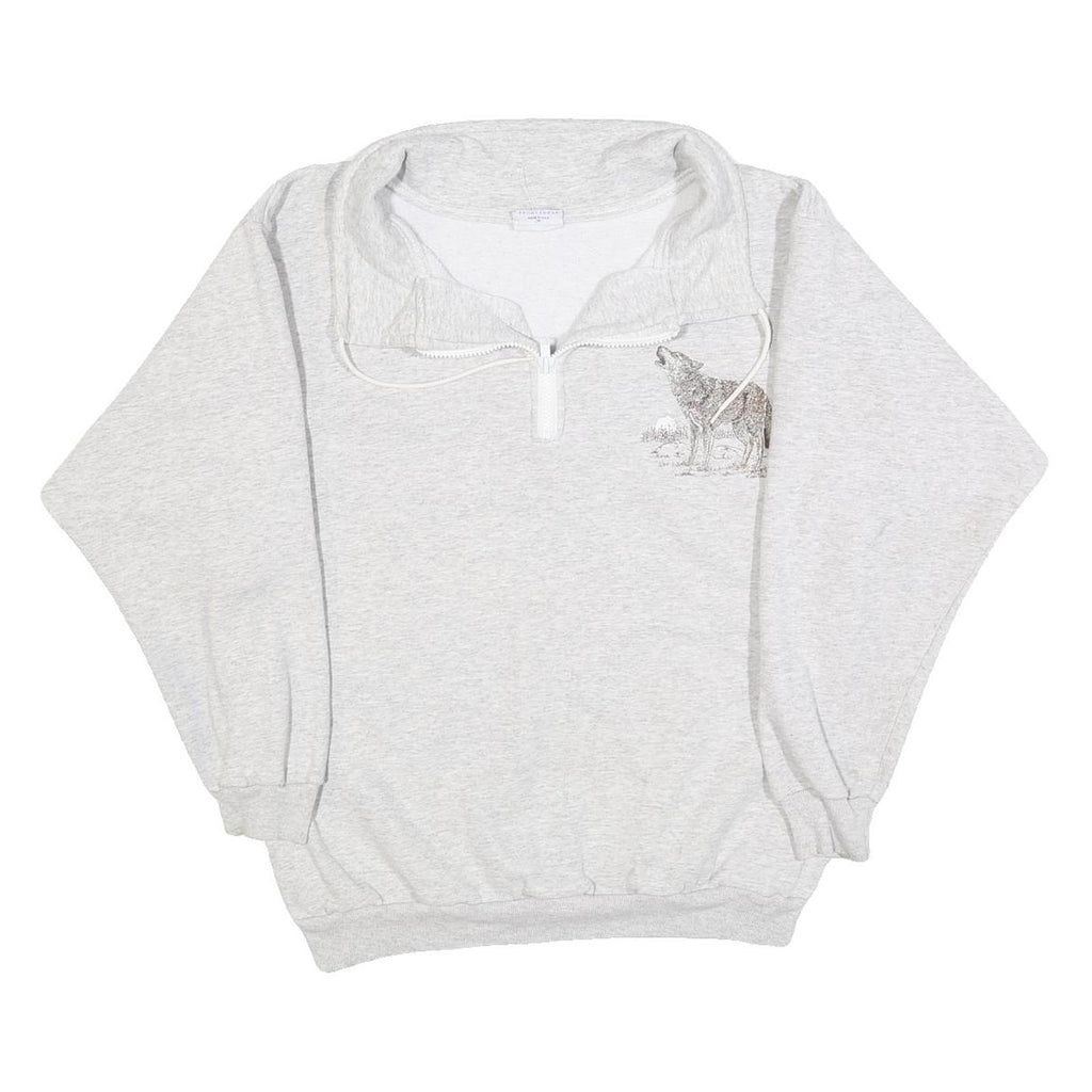 AU SPORTSWEAR Womens Grey 1/4 Zip V Neck Sweatshirt M Cotton Blend Pullover
