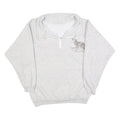 AU SPORTSWEAR Womens Grey 1/4 Zip V Neck Sweatshirt M Cotton Blend Pullover