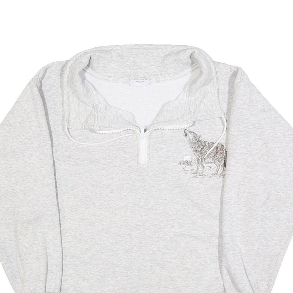 AU SPORTSWEAR Womens Grey 1/4 Zip V Neck Sweatshirt M Cotton Blend Pullover