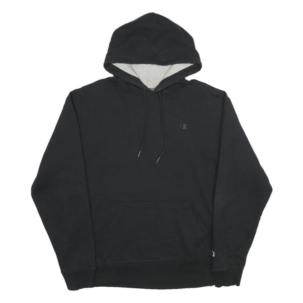 CHAMPION Mens Black Hoodie L Classic Cotton Blend Pullover Sweatshirt