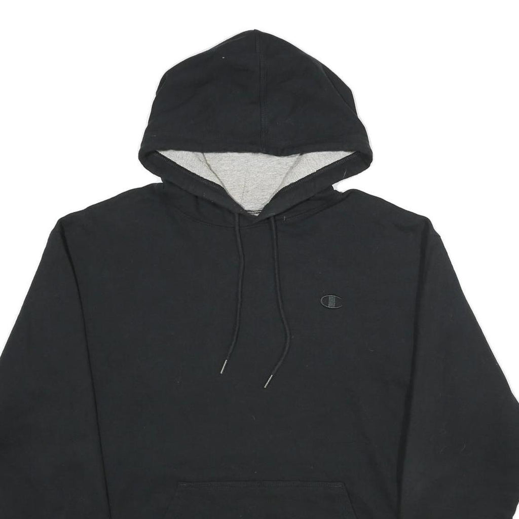 CHAMPION Mens Black Hoodie L Classic Cotton Blend Pullover Sweatshirt