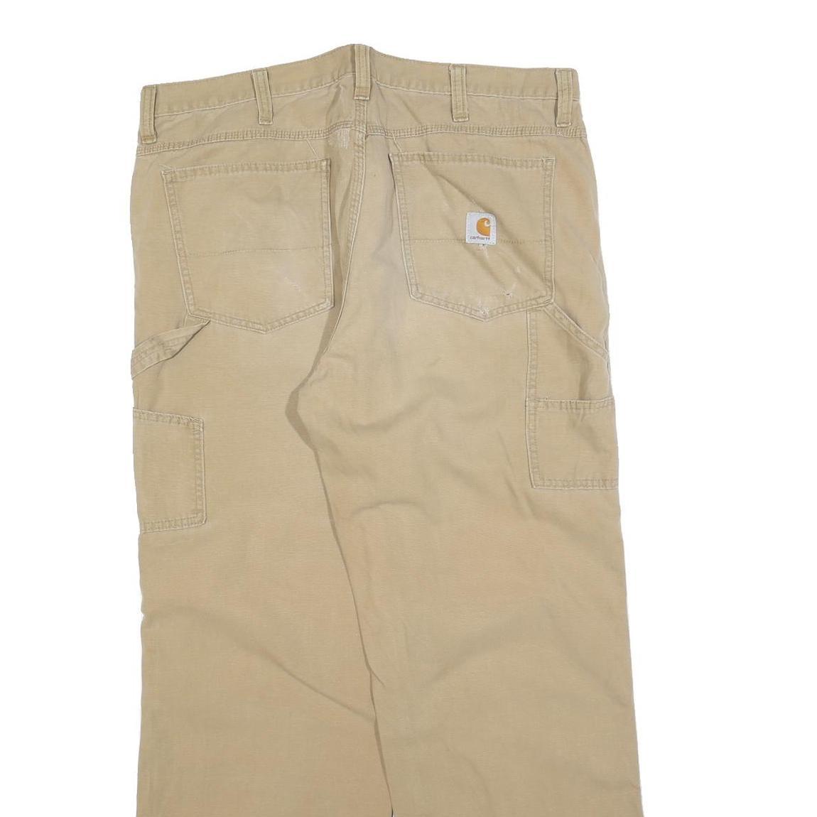 CARHARTT Mens Cotton Blend Beige Relaxed Straight Trousers W36 L30 Workwear