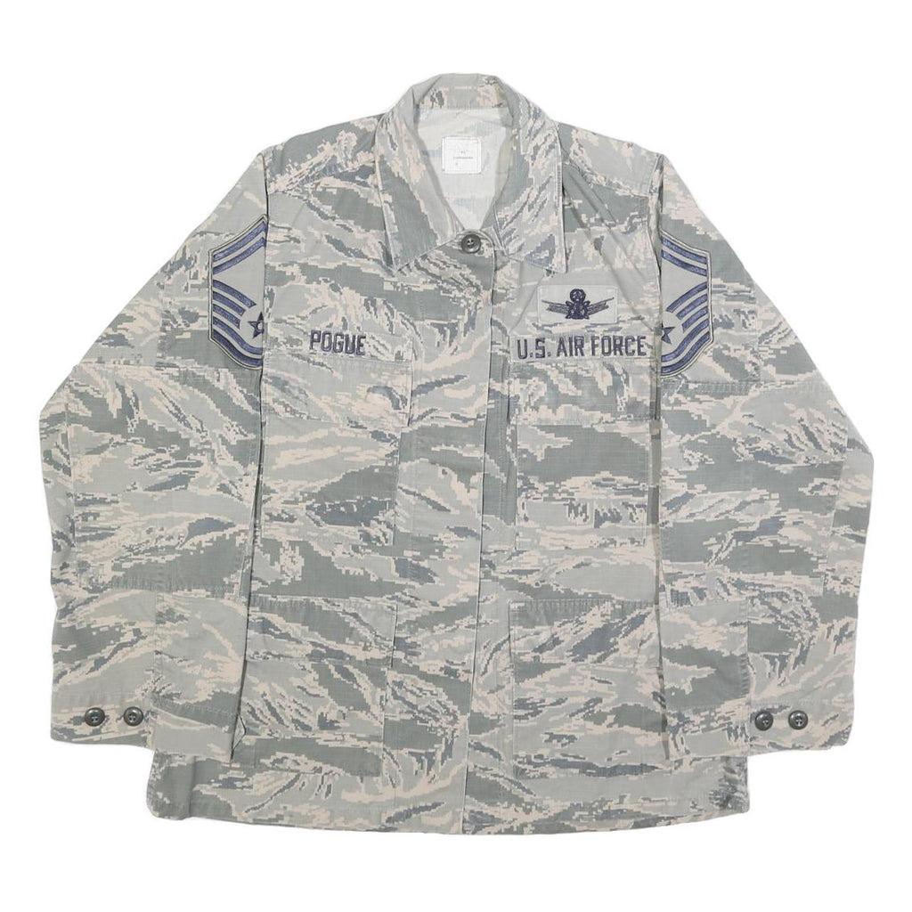 NCR Womens Grey & White Camouflage Military Style Cotton Blend Jacket S Button