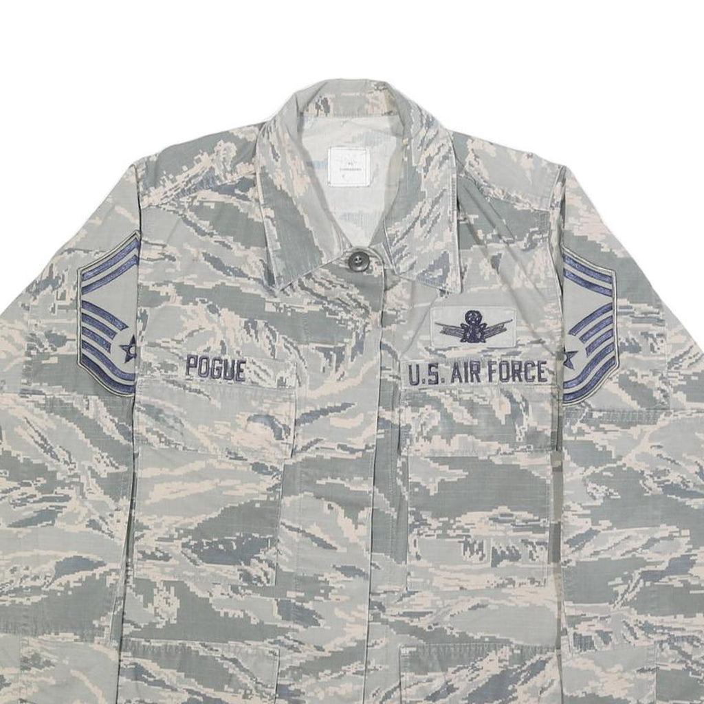 NCR Womens Grey & White Camouflage Military Style Cotton Blend Jacket S Button