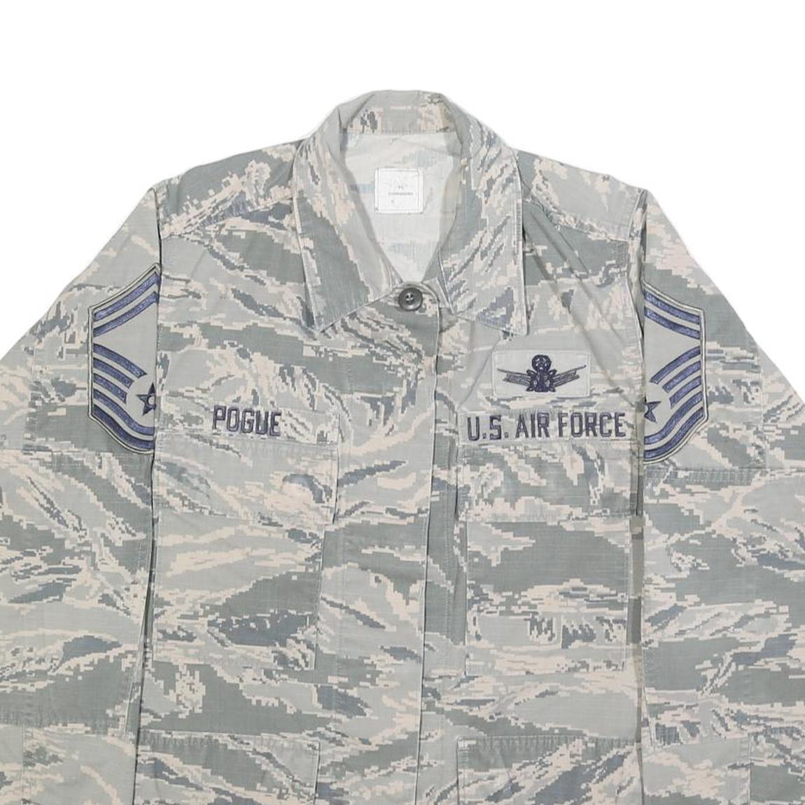 NCR Womens Grey & White Camouflage Military Style Cotton Blend Jacket S Button