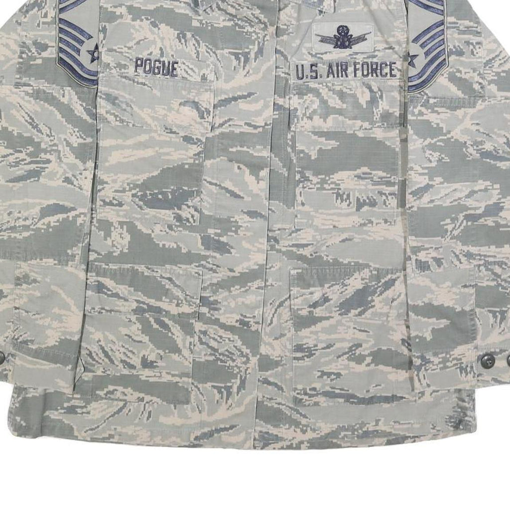 NCR Womens Grey & White Camouflage Military Style Cotton Blend Jacket S Button