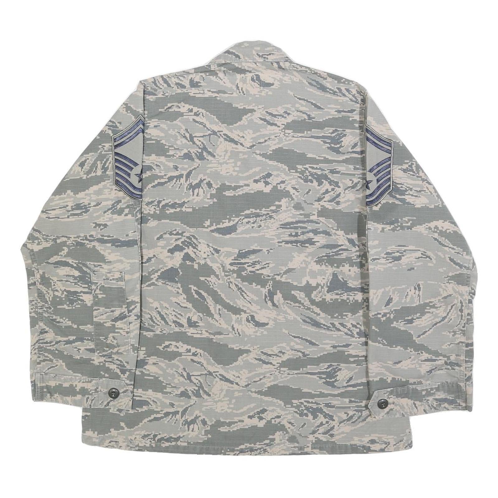 NCR Womens Grey & White Camouflage Military Style Cotton Blend Jacket S Button