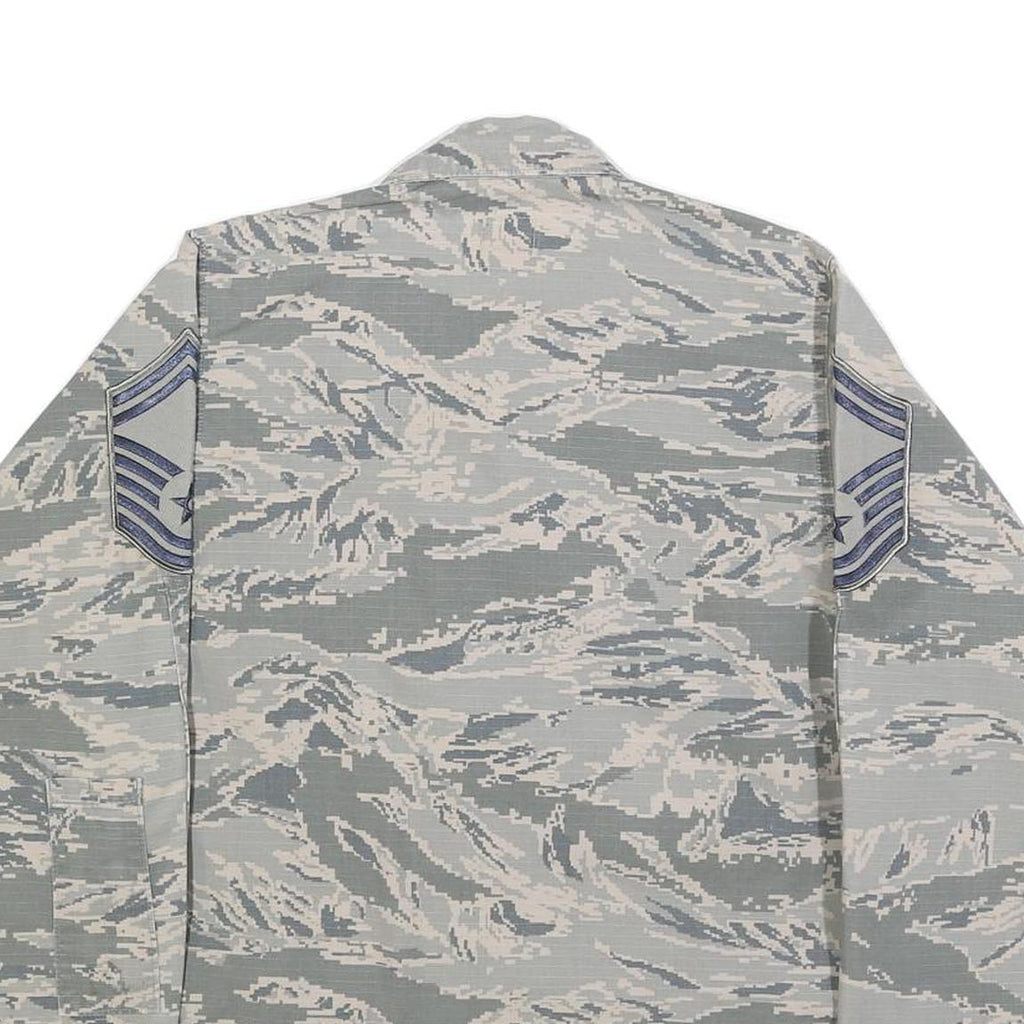 NCR Womens Grey & White Camouflage Military Style Cotton Blend Jacket S Button