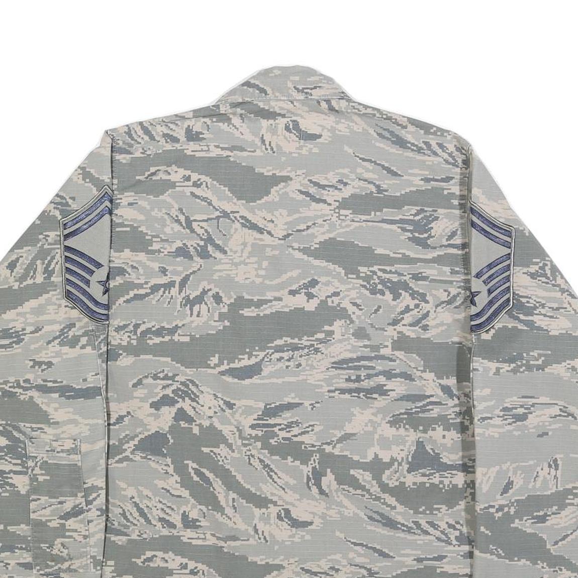 NCR Womens Grey & White Camouflage Military Style Cotton Blend Jacket S Button