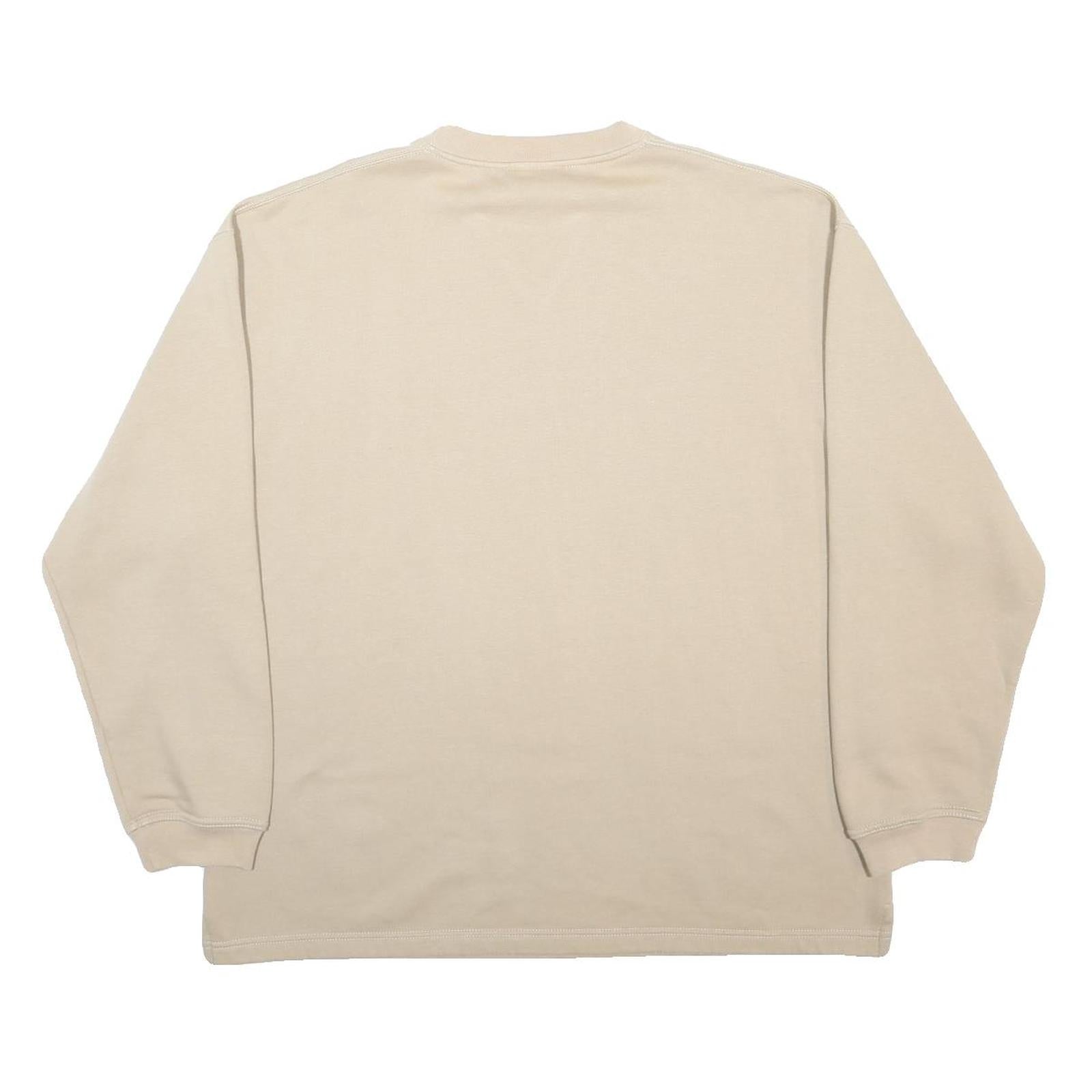 REEBOK Mens Beige Crew Neck L Cotton Blend Sweatshirt Logo Casual Wear