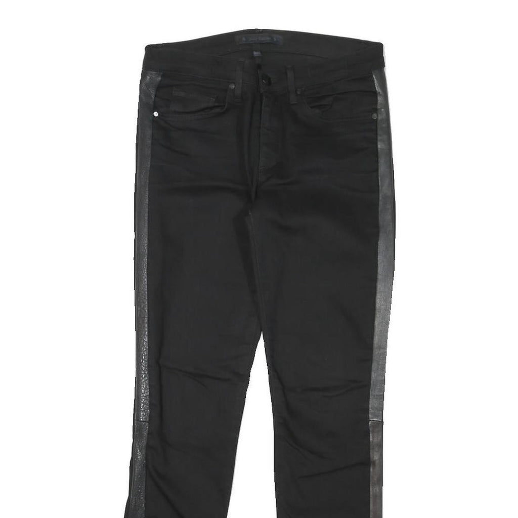 JUICY COUTURE Womens Regular Black Cotton Blend Zip Trousers W30 L29 Side Stripe