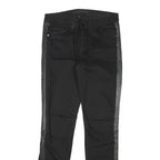 JUICY COUTURE Womens Regular Black Cotton Blend Zip Trousers W30 L29 Side Stripe