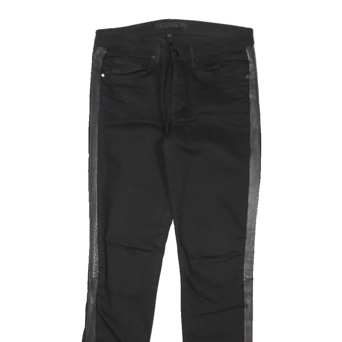 JUICY COUTURE Womens Regular Black Cotton Blend Zip Trousers W30 L29 Side Stripe